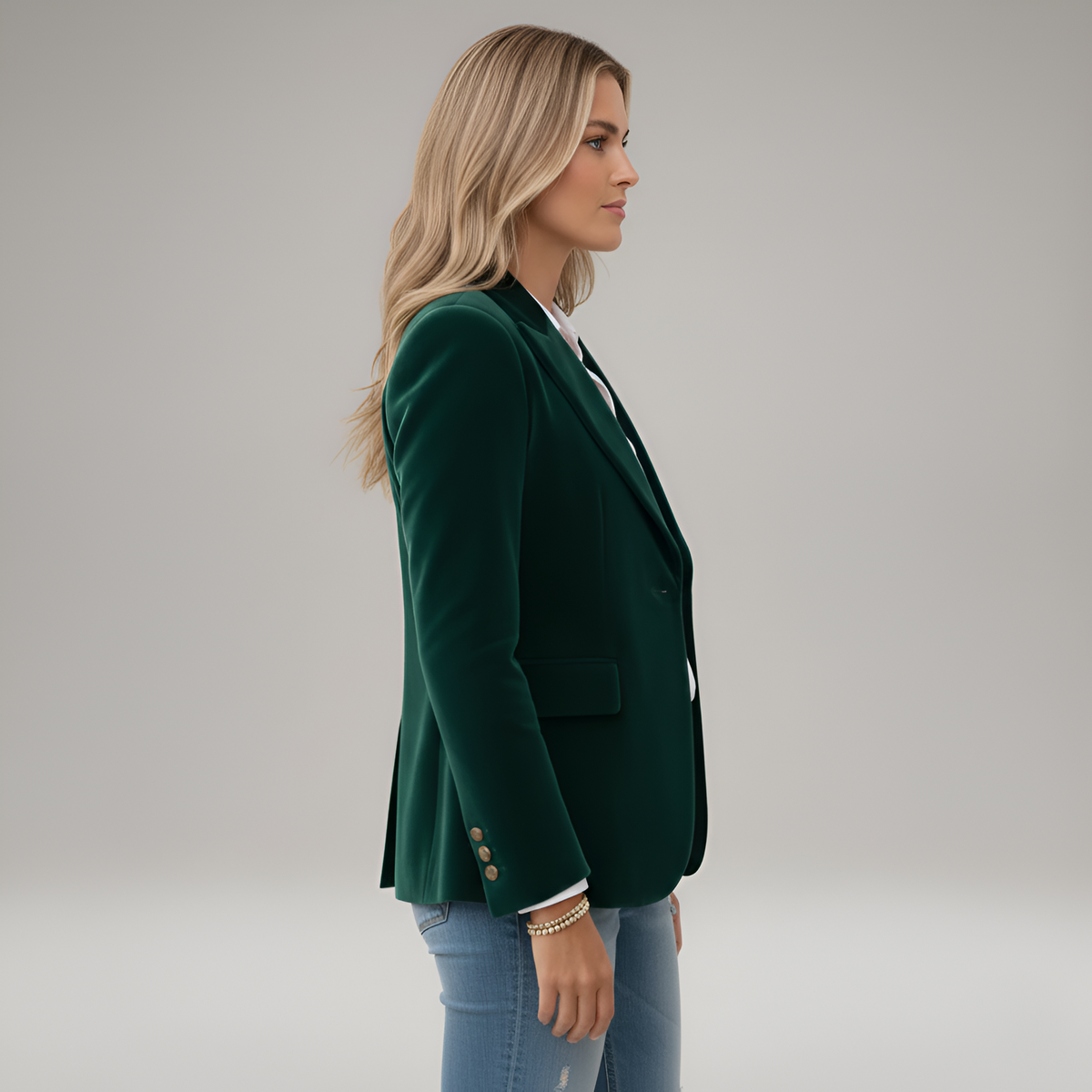 Elegant velvet single-button blazer for women | Valerios -2