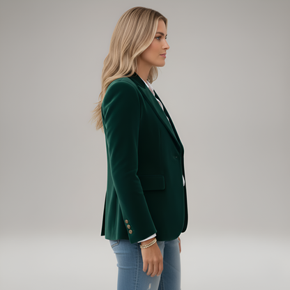 Elegant velvet single-button blazer for women | Valerios -2