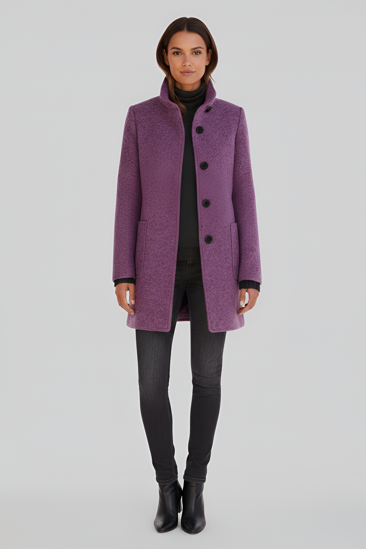 Elegant wool blend tailored coat for women | Valerios -8