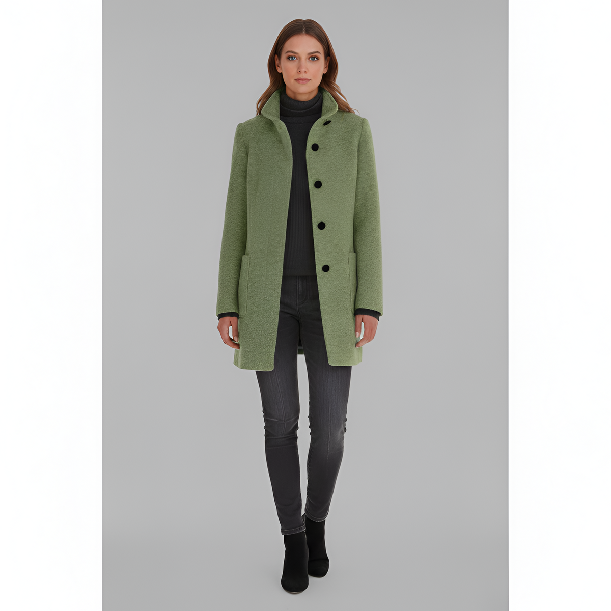 Elegant wool blend tailored coat for women | Valerios -11