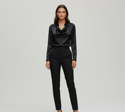 Elegant satin soft-collar blouse for women | Valerios -10