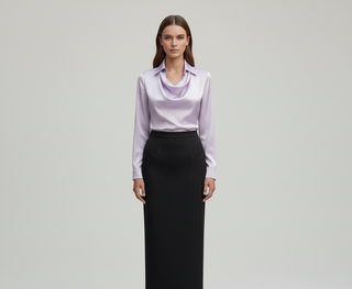 Elegant satin soft-collar blouse for women | Valerios -11