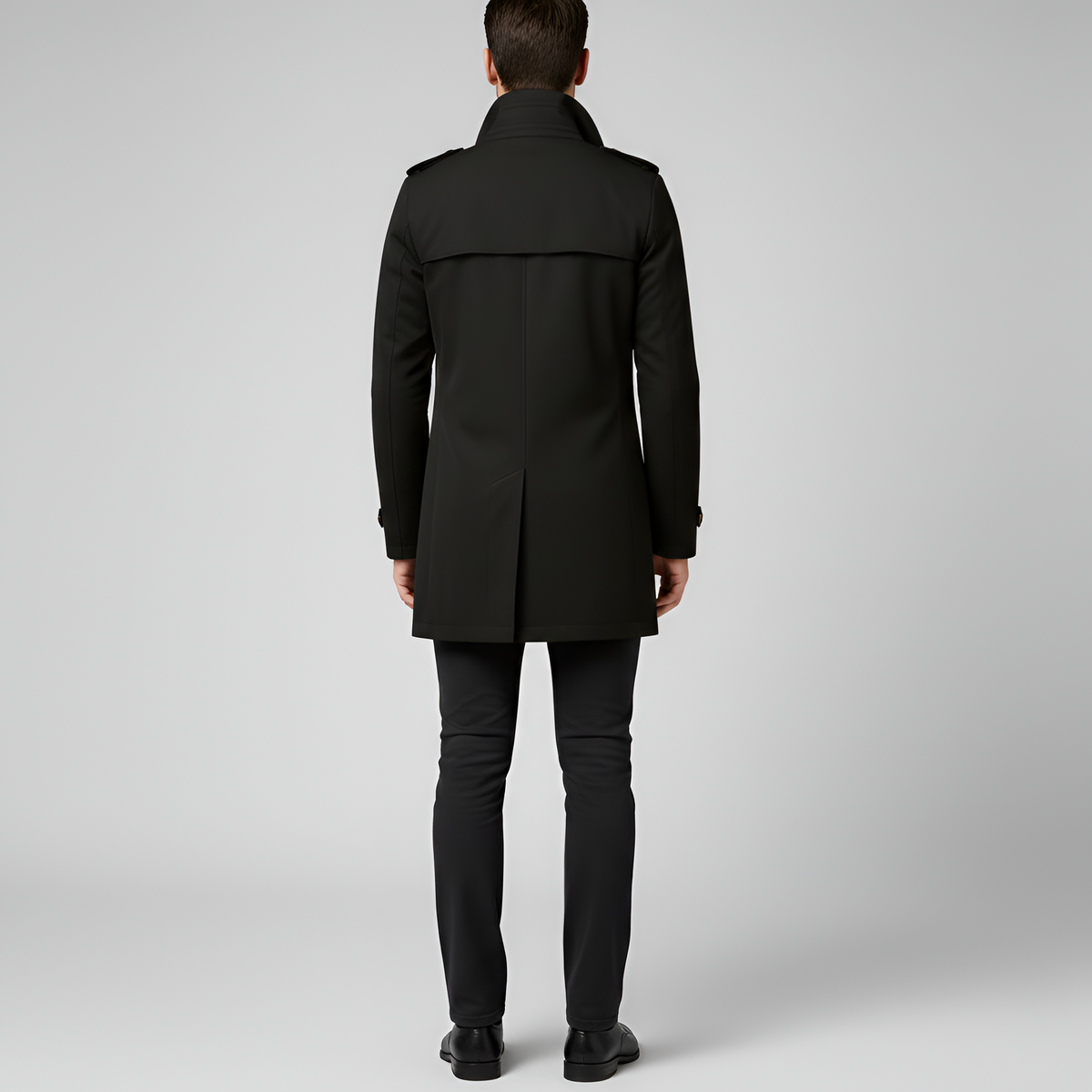 Elegant belted button-through trench coat for men | Valerios -3