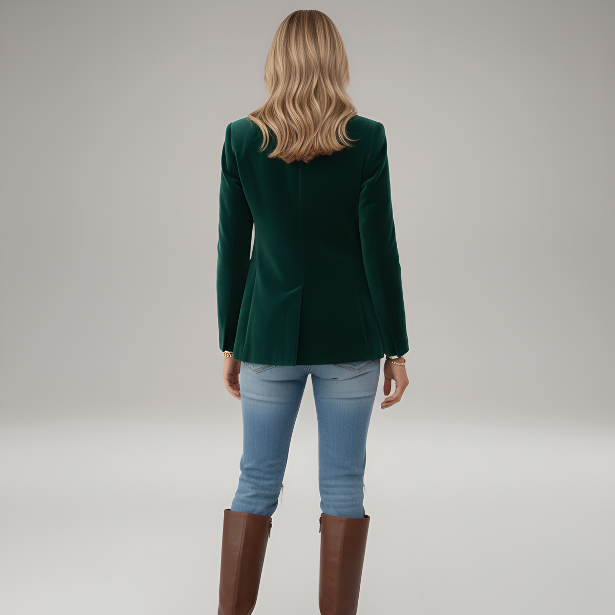 Elegant velvet single-button blazer for women | Valerios -3