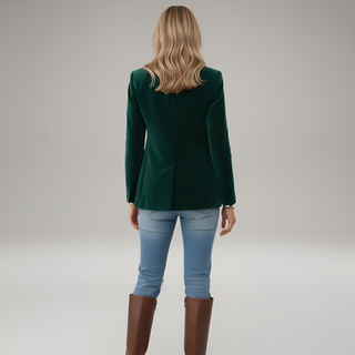 Elegant velvet single-button blazer for women | Valerios -3