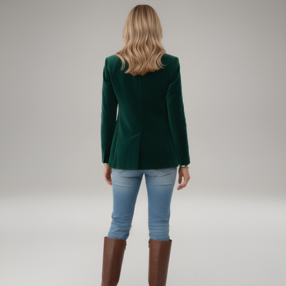Elegant velvet single-button blazer for women | Valerios -3