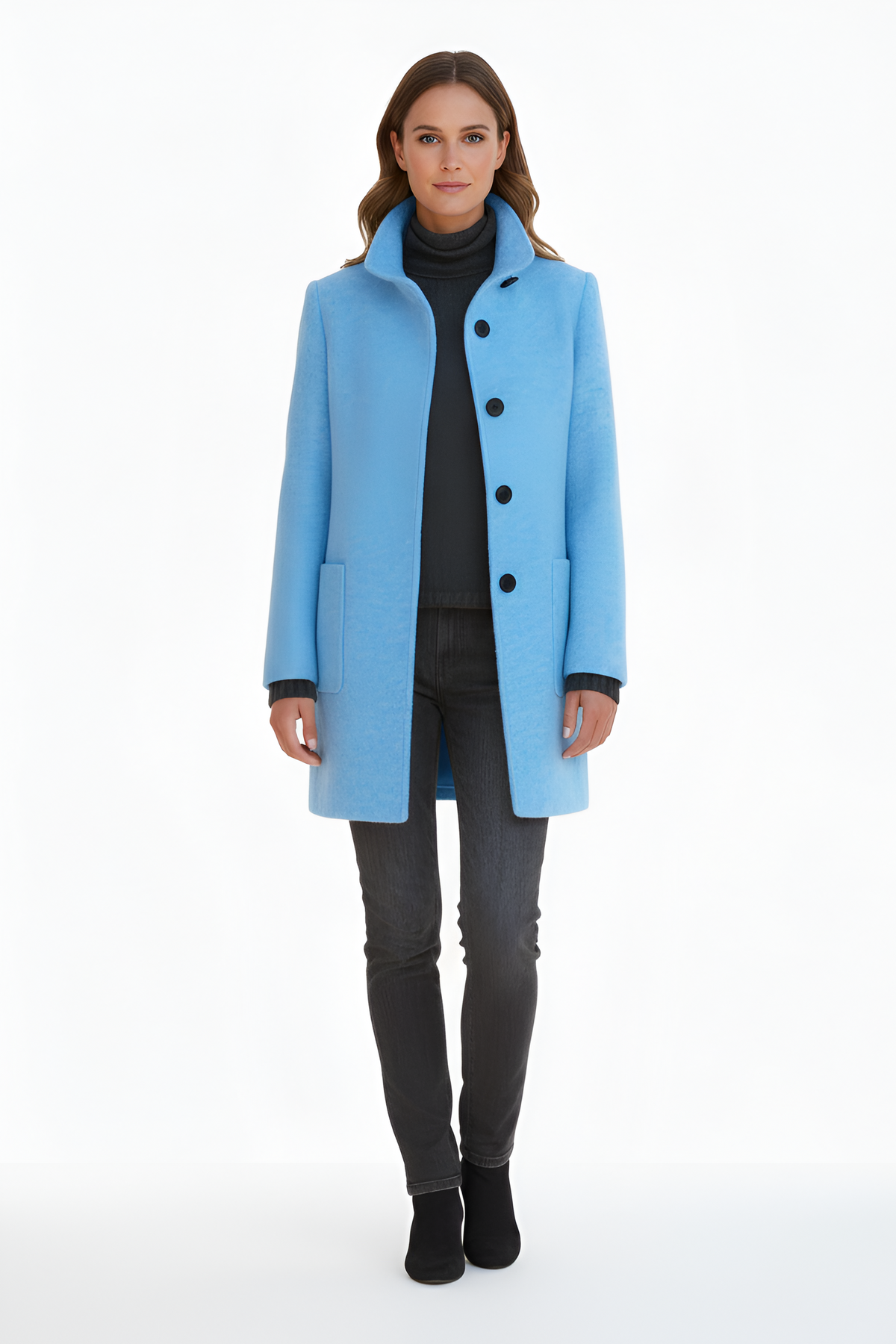 Elegant wool blend tailored coat for women | Valerios -12