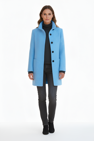 Elegant wool blend tailored coat for women | Valerios -12