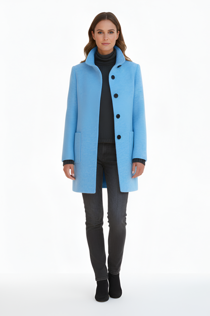 Elegant wool blend tailored coat for women | Valerios -12