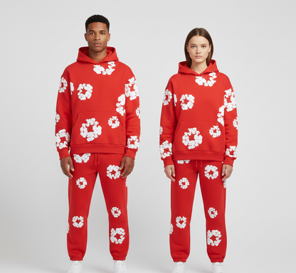 Printed cotton unisex tracksuit set for women | Valerios -7