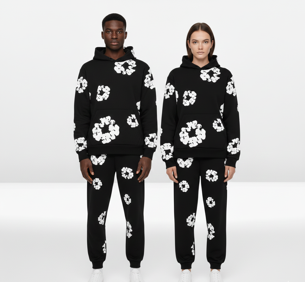 Printed cotton unisex tracksuit set for women | Valerios -8