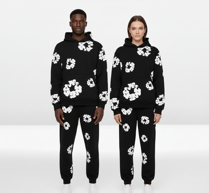 Printed cotton unisex tracksuit set for women | Valerios -8