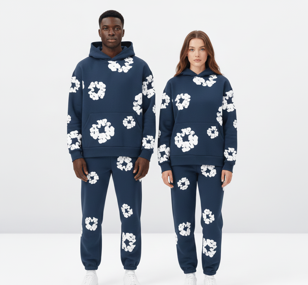 Printed cotton unisex tracksuit set for women | Valerios -9