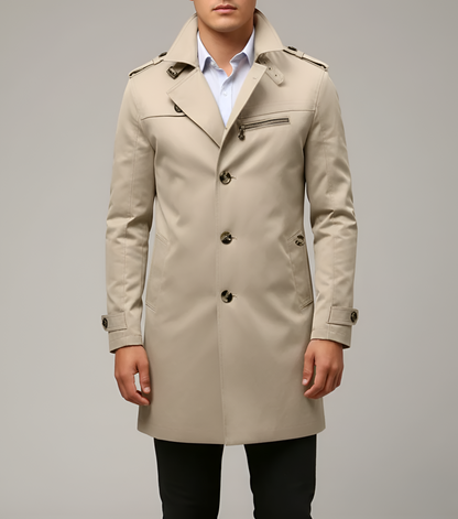 Elegant belted button-through trench coat for men | Valerios -6