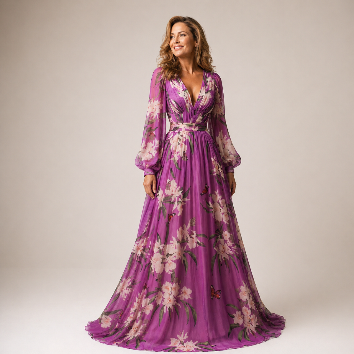 Elvara | Women's Floral Chiffon Maxi Dress