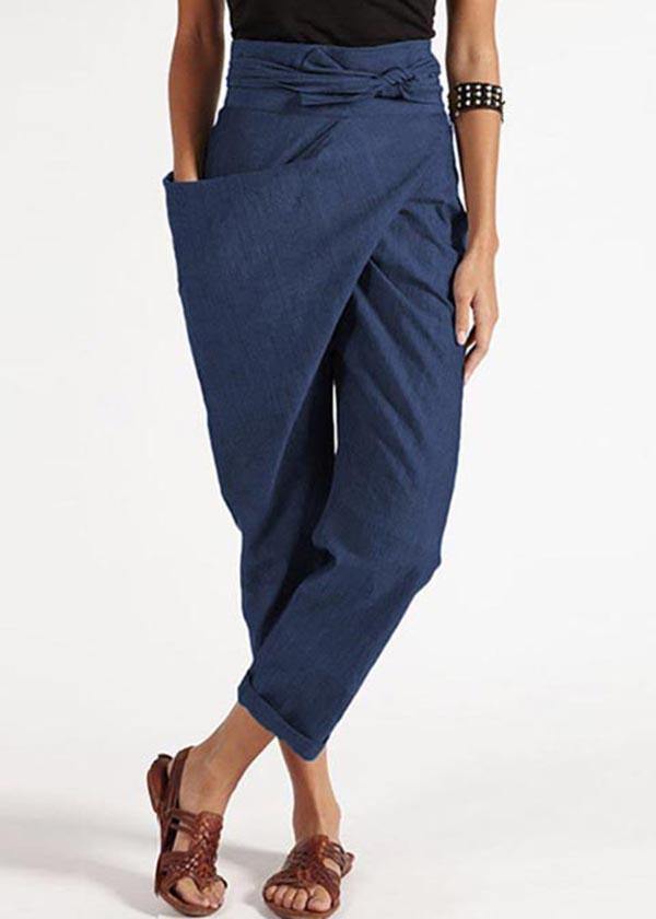 Grey Asymmetrical High-Waist Harem Pants For Women | Kaelis