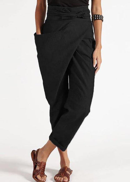 Grey Asymmetrical High-Waist Harem Pants For Women | Kaelis