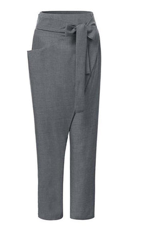 Grey Asymmetrical High-Waist Harem Pants For Women | Kaelis
