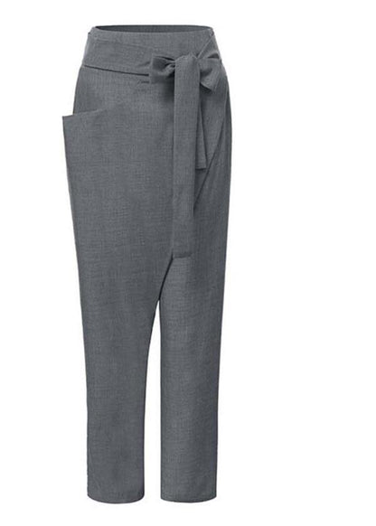 Grey Asymmetrical High-Waist Harem Pants For Women | Kaelis