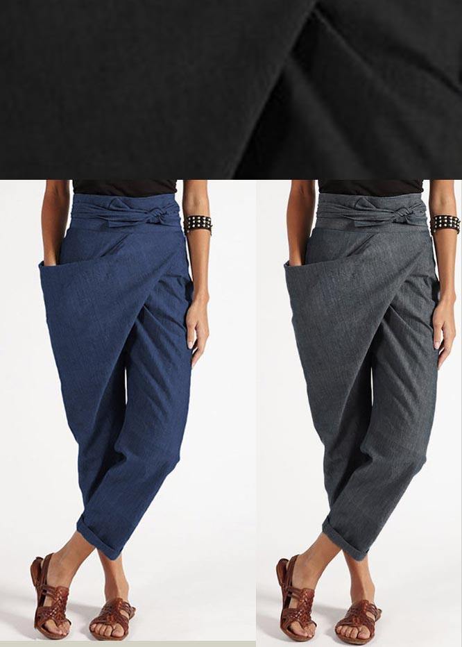 Grey Asymmetrical High-Waist Harem Pants For Women | Kaelis