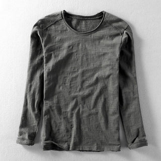 Minimalist long-sleeve O-neck everyday tee for men | Daiki -4