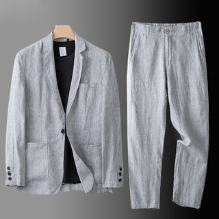 Elegant linen tailored suit set for men | Sandro -1