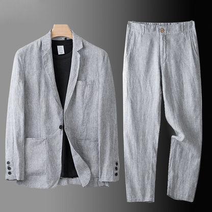Elegant linen tailored suit set for men | Sandro -1