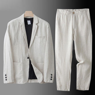 Elegant linen tailored suit set for men | Sandro -3
