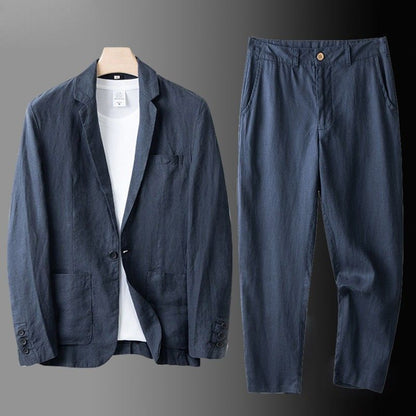 Elegant linen tailored suit set for men | Sandro -2