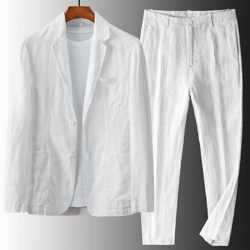 Smart linen summer suit set for men | Emilio -3