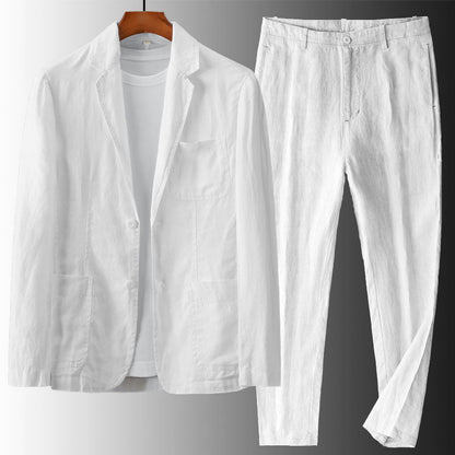 Smart linen summer suit set for men | Emilio -3