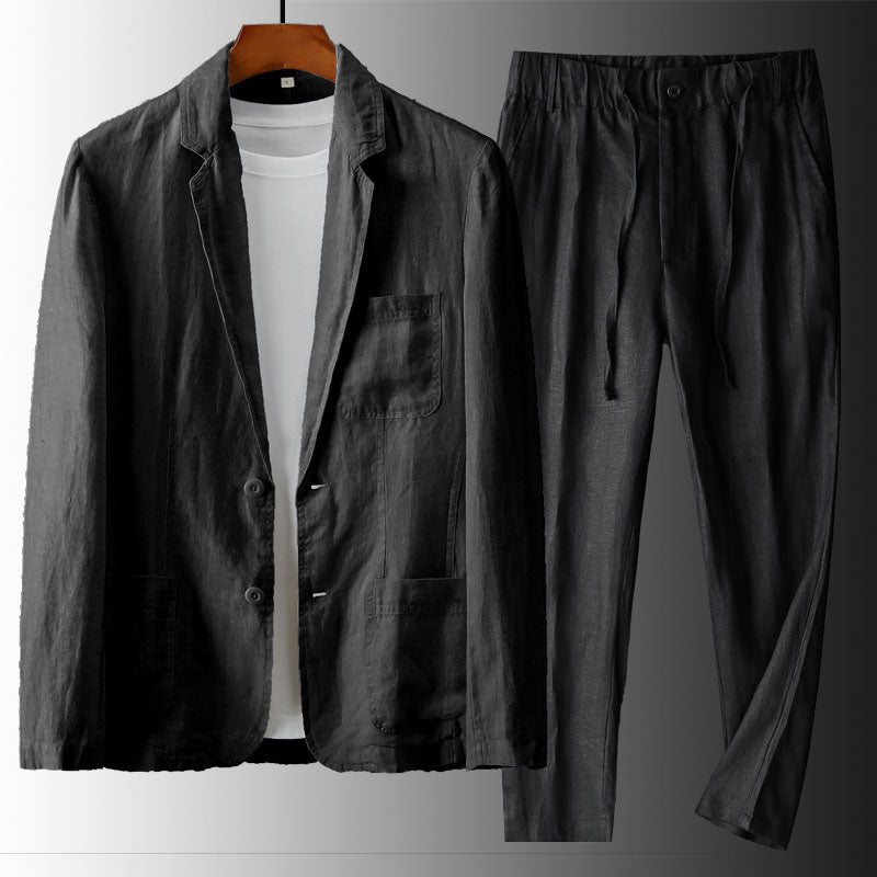 Smart linen summer suit set for men | Emilio -2