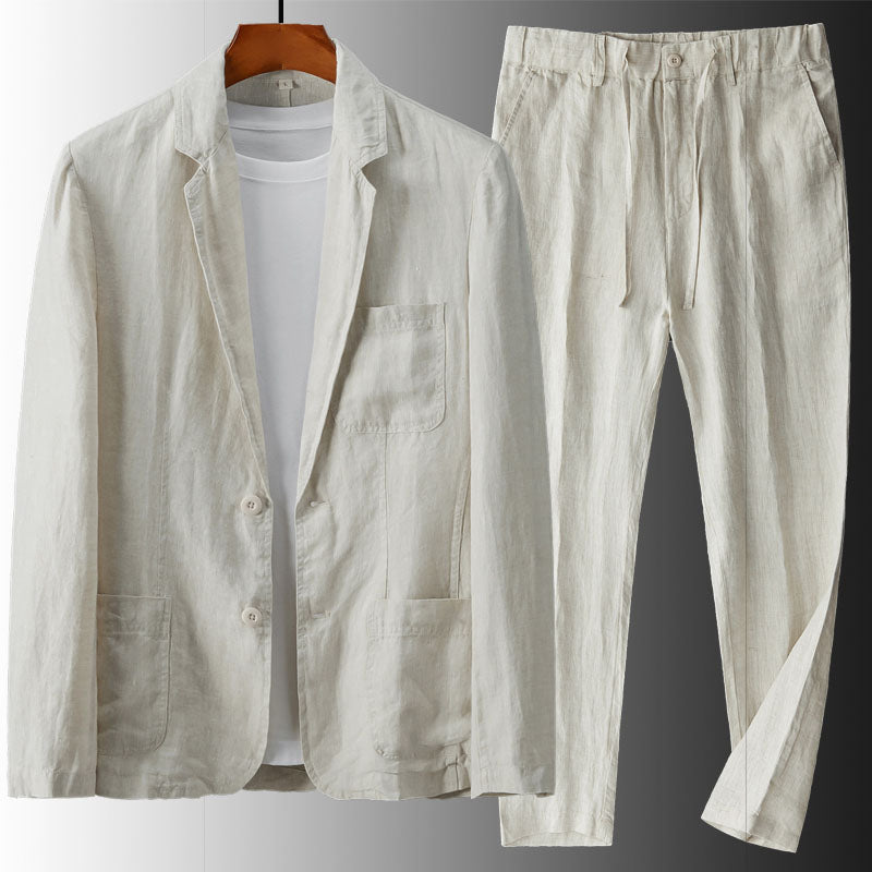 Smart linen summer suit set for men | Emilio -1