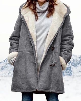 Hooded toggle knee-length coat for women | Marielle -3