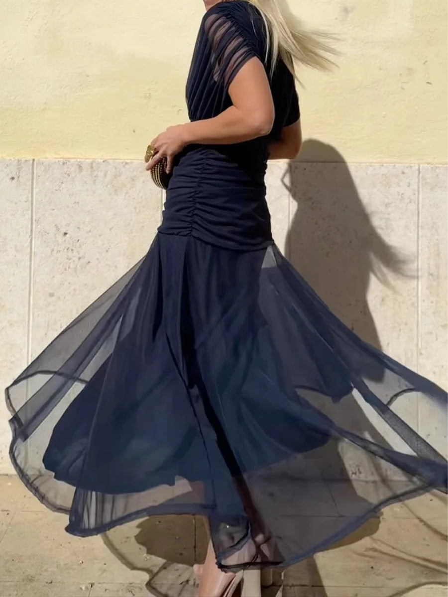 Long floral V-neck everyday dress for women | Vivian -18