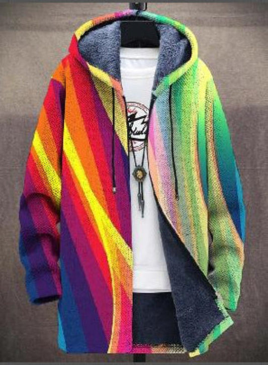 Artistic patterned long cardigan with relaxed fit men | Kira Muse