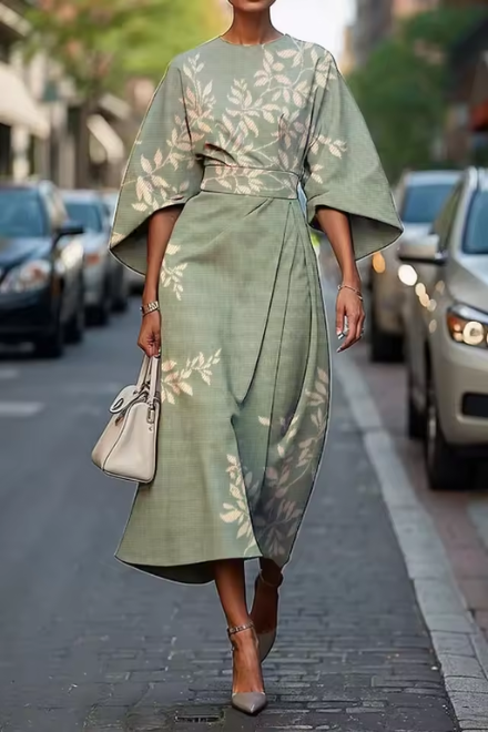 Elegant floral occasion midi dress for women | Moxlan -4