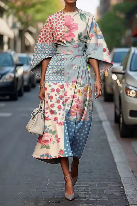 Elegant floral occasion midi dress for women | Moxlan -2