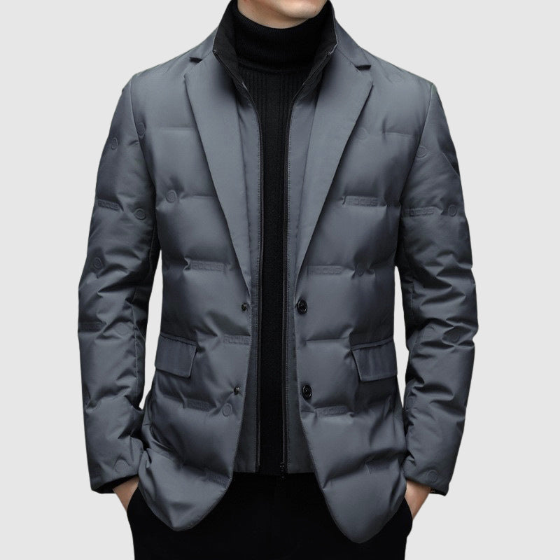 Streamlined insulated lapel-collar winter jacket for men | Essenziale Noir -2