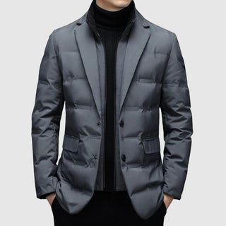 Streamlined insulated lapel-collar winter jacket for men | Essenziale Noir -2