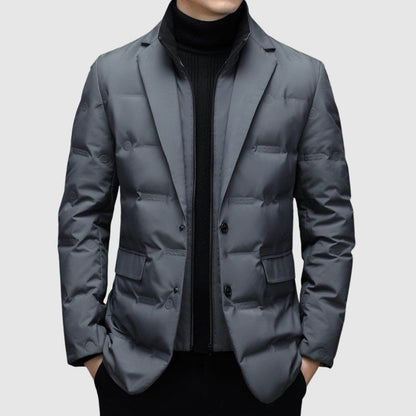 Streamlined insulated lapel-collar winter jacket for men | Essenziale Noir -2