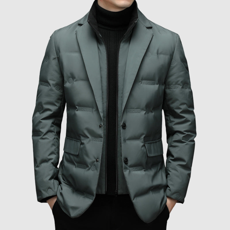 Streamlined insulated lapel-collar winter jacket for men | Essenziale Noir -3