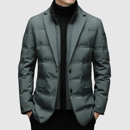 Streamlined insulated lapel-collar winter jacket for men | Essenziale Noir -3