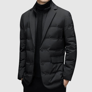 Streamlined insulated lapel-collar winter jacket for men | Essenziale Noir -6