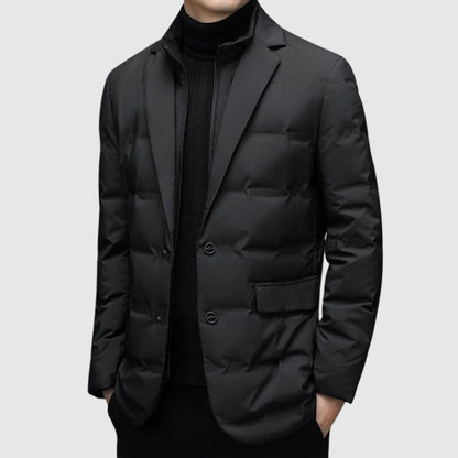 Streamlined insulated lapel-collar winter jacket for men | Essenziale Noir -6