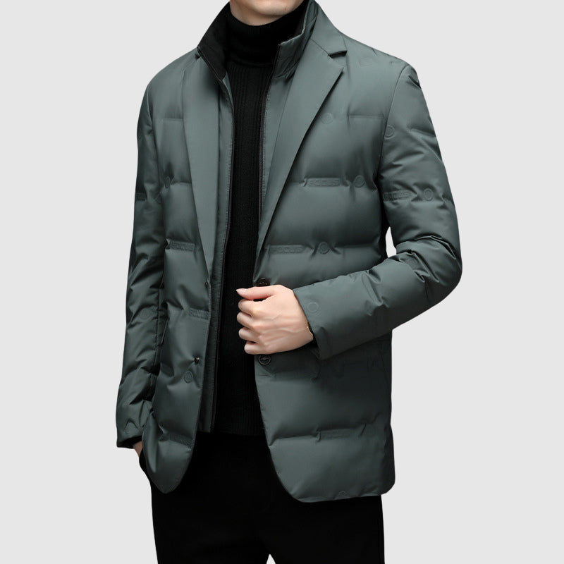 Streamlined insulated lapel-collar winter jacket for men | Essenziale Noir -4