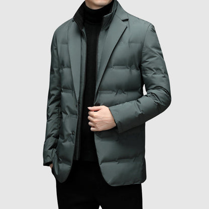 Streamlined insulated lapel-collar winter jacket for men | Essenziale Noir -4