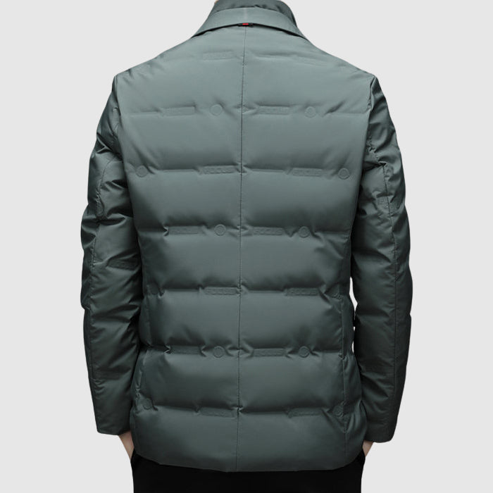 Streamlined insulated lapel-collar winter jacket for men | Essenziale Noir -5