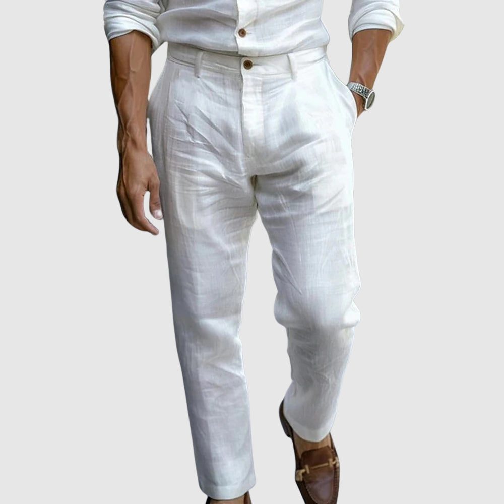 Straight-cut ankle-length summer trousers for men | Lorenzo Vitali -4