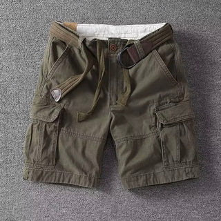 Relaxed cargo shorts with belt and drawstring for men | Palermo Vitali -2